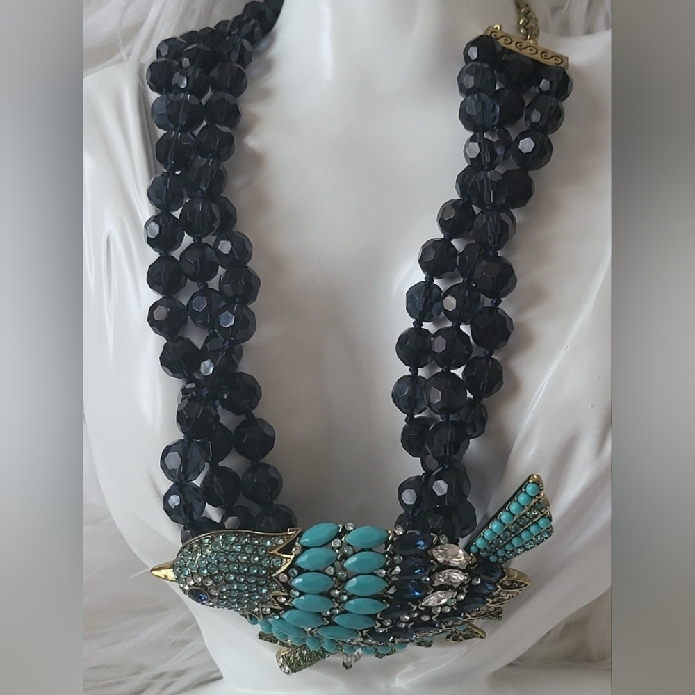 HEIDI DAUS  Marquis Madness Blue Bird Crystal Necklace – NEW! Stunning Statement